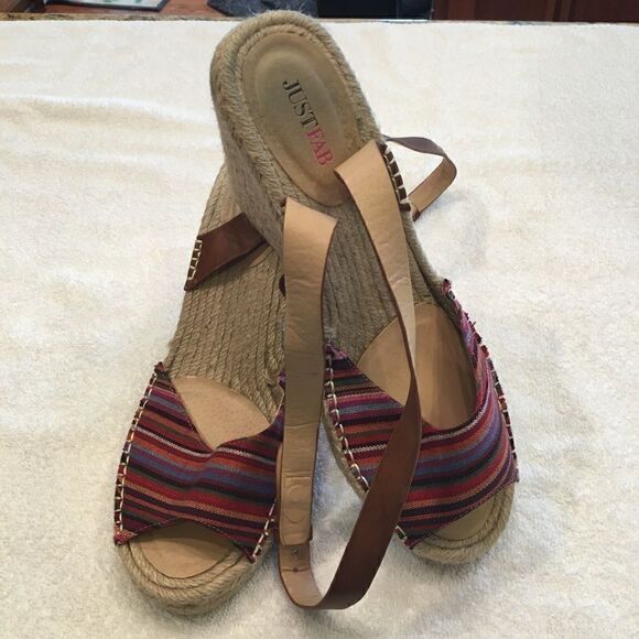 Just Fab Laura sandal size 10 rainbow brown strap - Picture 1 of 7